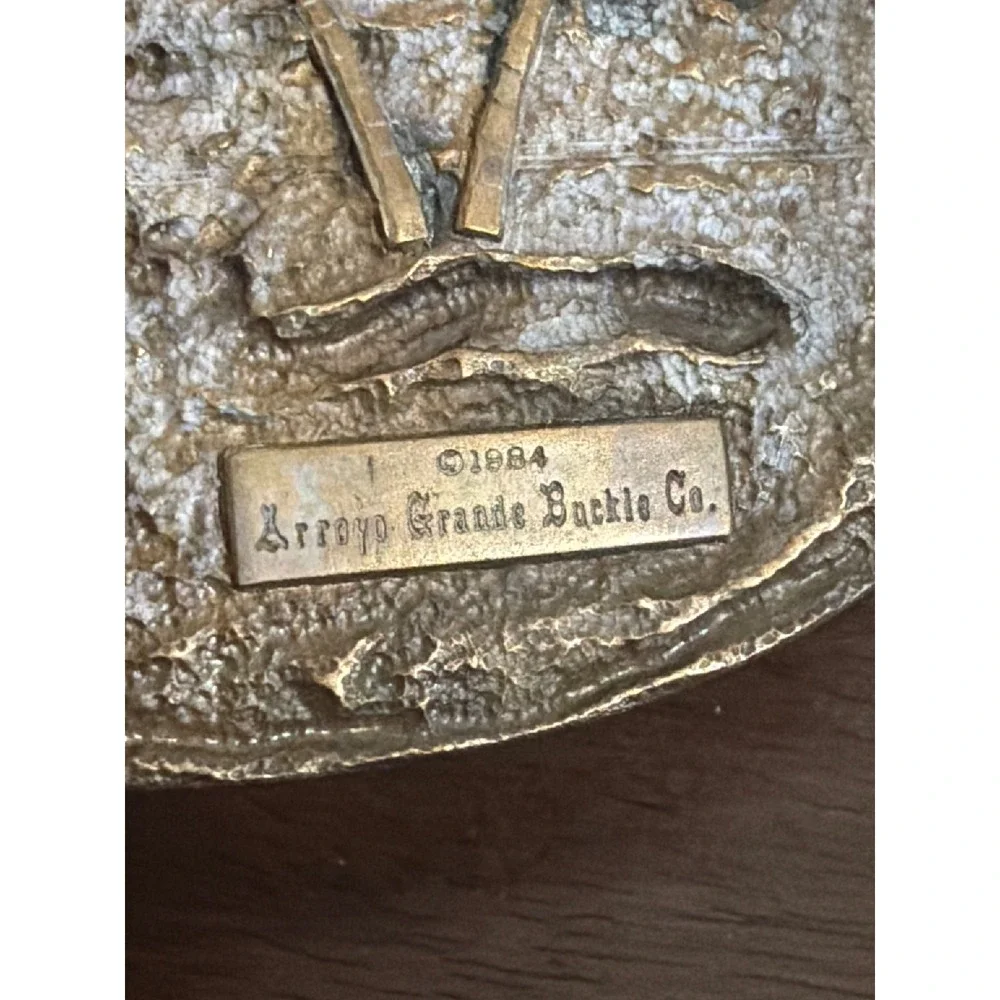 Vintage‎ 1984 Arroyo Grande Buckle Co Hawaii Islands Map Brass Belt Buckle Green